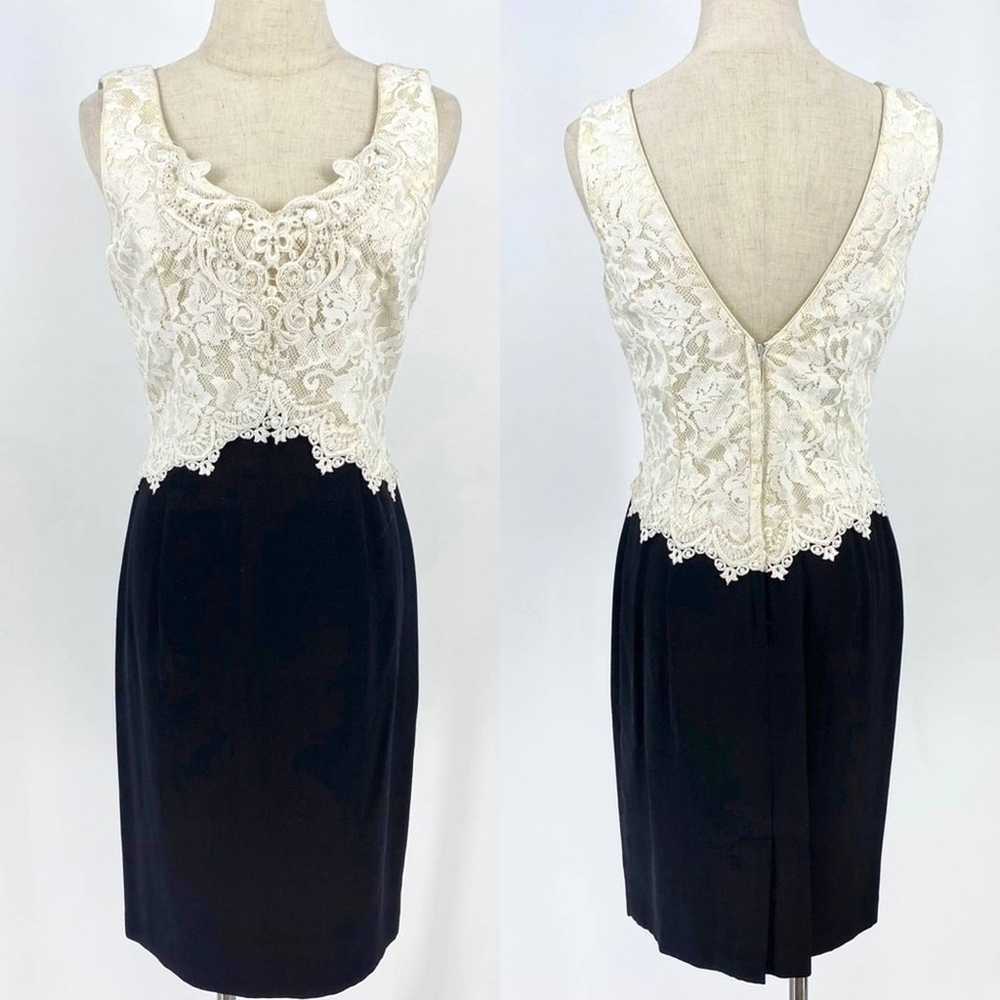 Vintage 90s Scott McClintock lace/crepe pencil pa… - image 1