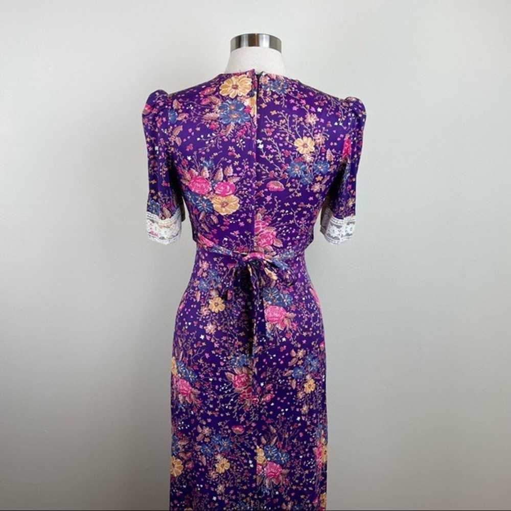 Vintage Purple Pink Floral Lace Maxi Bohemian Dre… - image 10