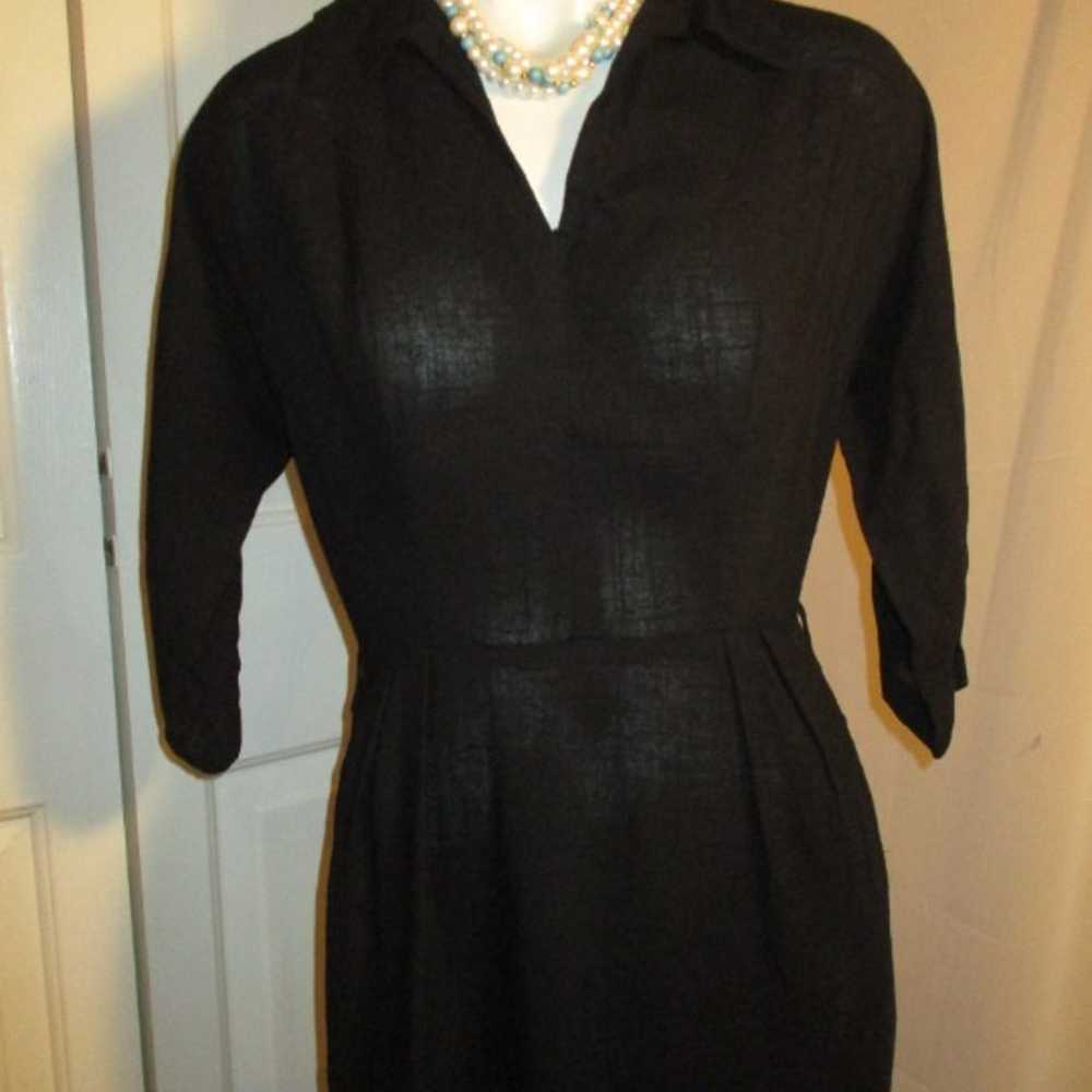 vintage 1940's 3/4 sleeve linen dress - image 4