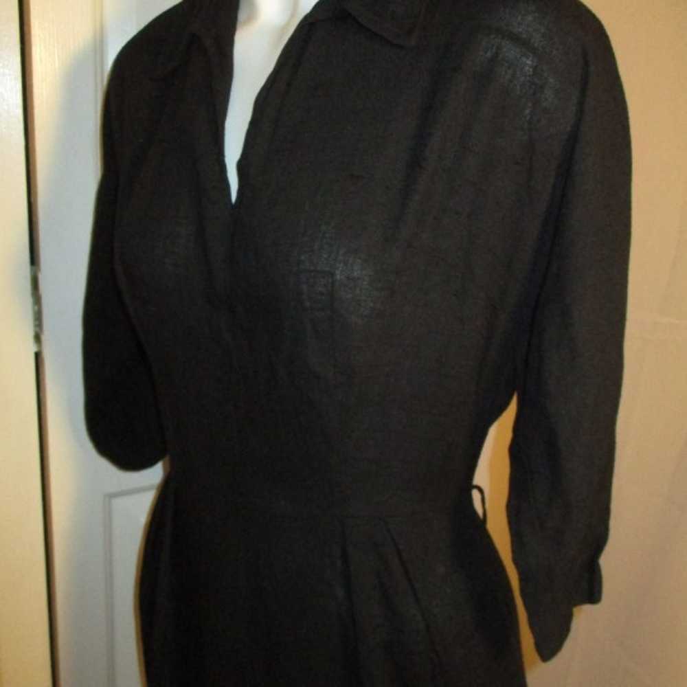 vintage 1940's 3/4 sleeve linen dress - image 8