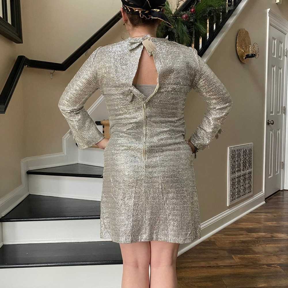 Very Vintage • Silver Shiny Mini Dress - image 3