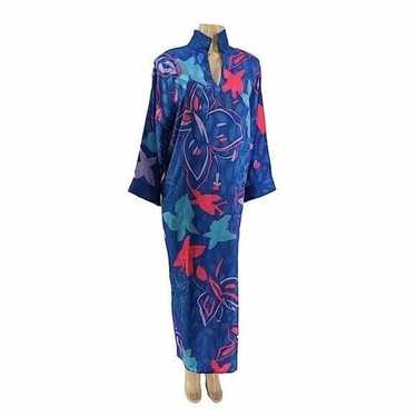 Flora Kung 80’s Vintage Butterfly Blue Maxi Dress… - image 1