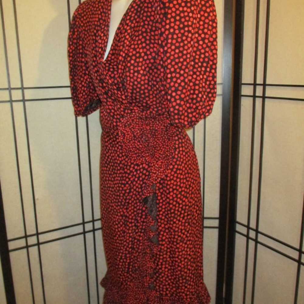 vintage Albert Nipon mock wrap silk polka dot ruf… - image 10