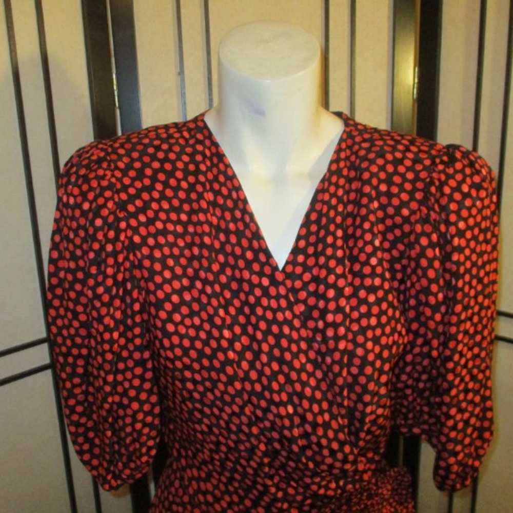 vintage Albert Nipon mock wrap silk polka dot ruf… - image 2