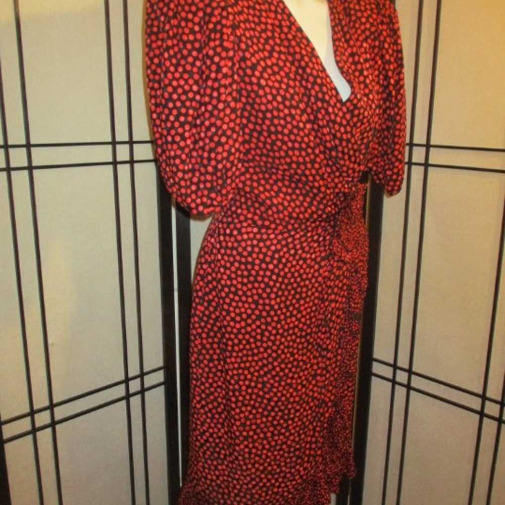 vintage Albert Nipon mock wrap silk polka dot ruf… - image 3