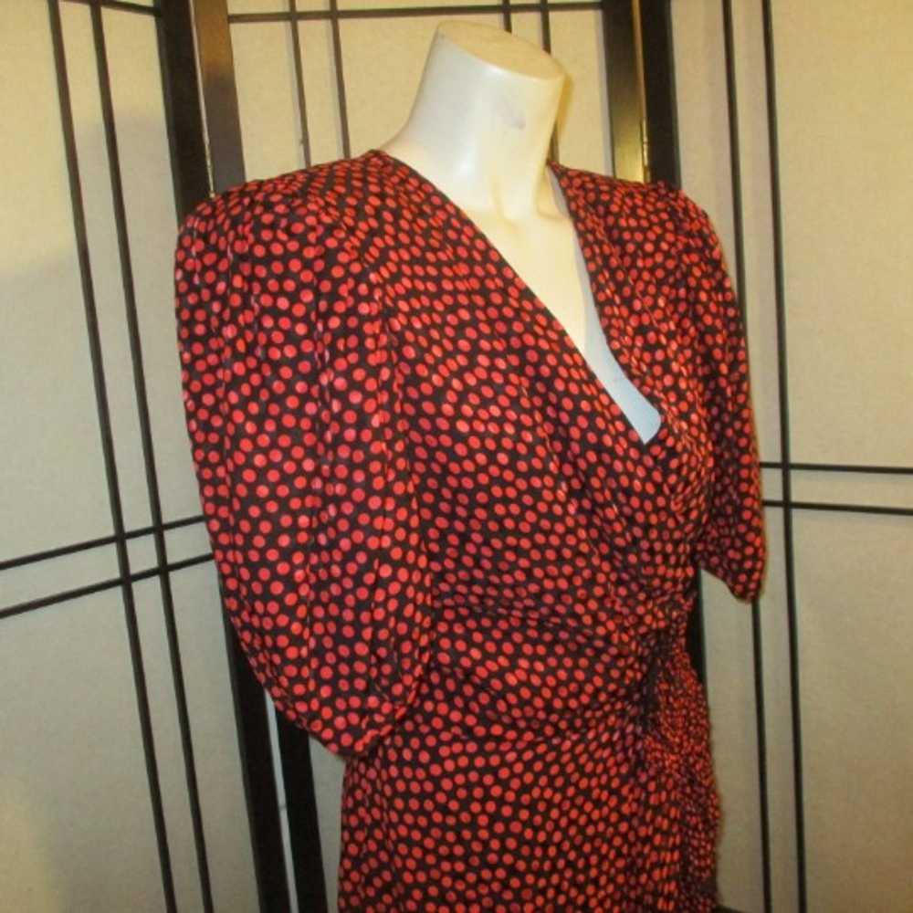 vintage Albert Nipon mock wrap silk polka dot ruf… - image 4