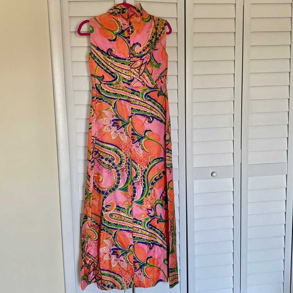 VNTG 1960’s Split Hem Big Floral Paisley Maxi Dre… - image 6