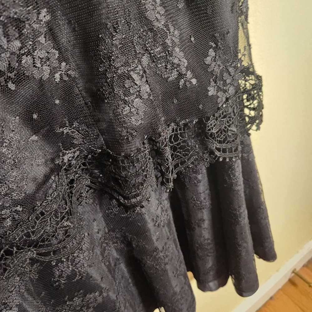 Vintage 80s Black Lace Midi Dress Barbara Chodos … - image 4