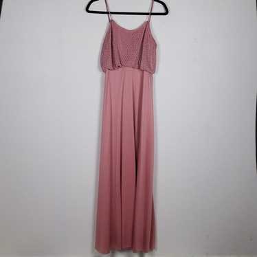 VINTAGE PINK ROSE MAXI DRESS WITH A CUTE