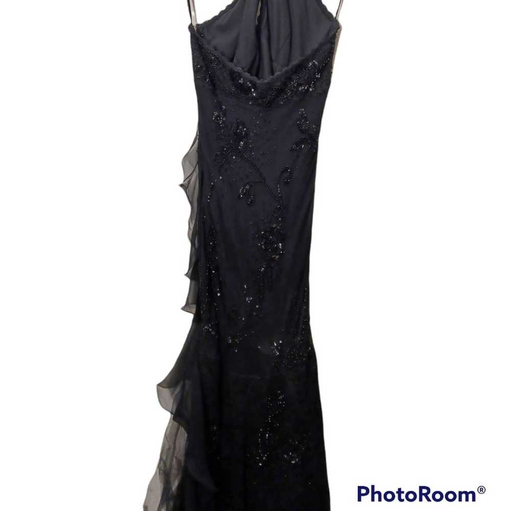 Cache vintage gown black beaded dress size 6 - image 3