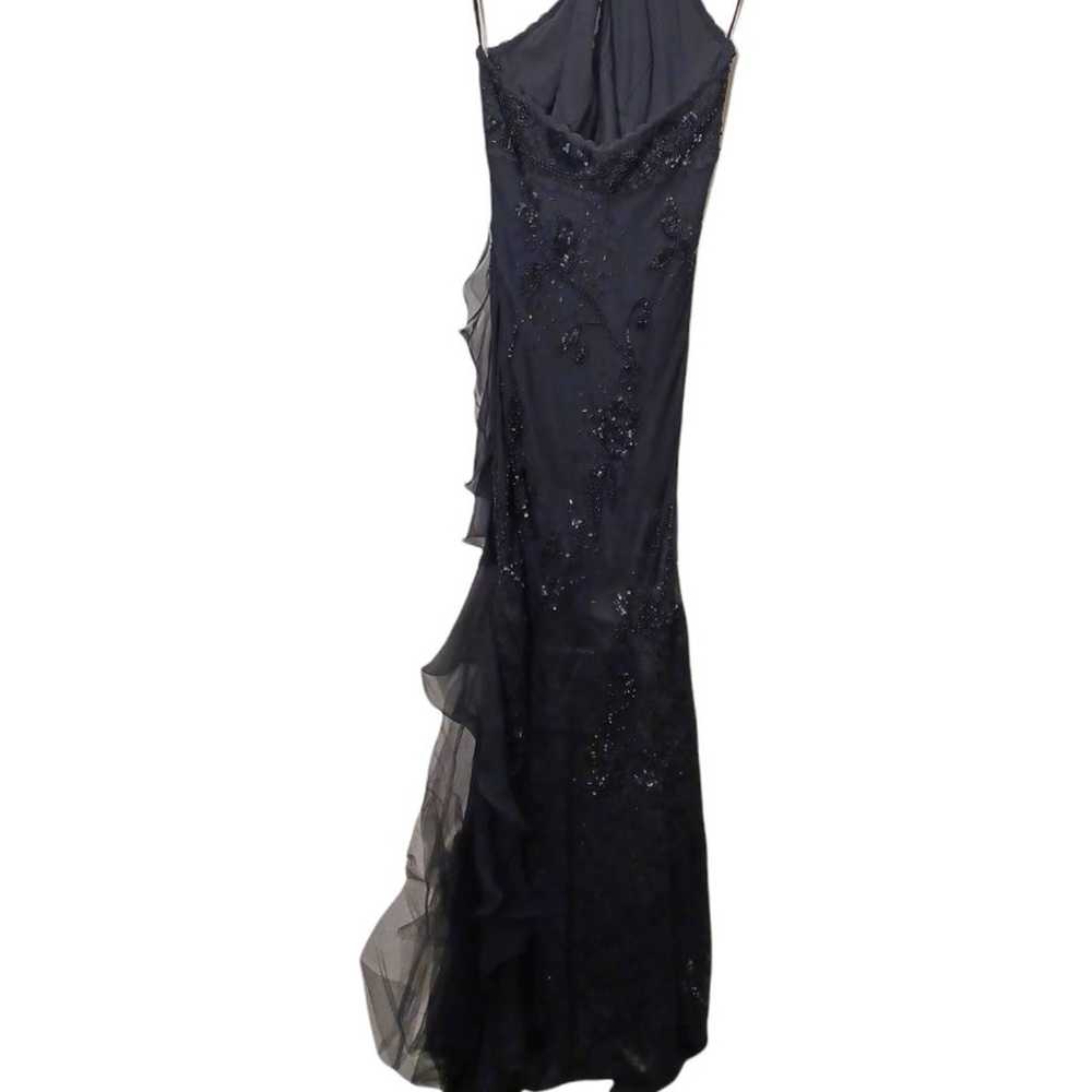 Cache vintage gown black beaded dress size 6 - image 4