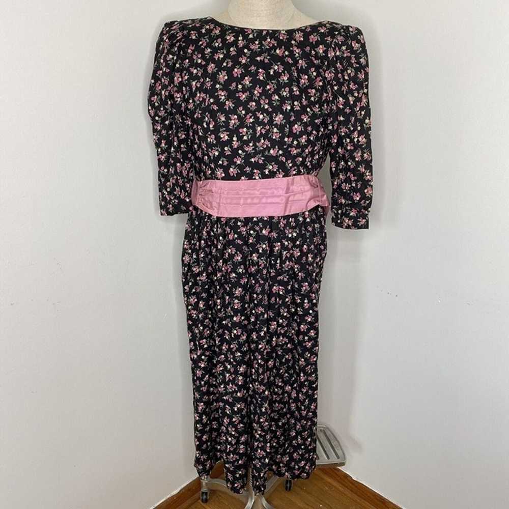 Vintage 80s Lanz Original Dress Dark Floral 6 Mad… - image 1