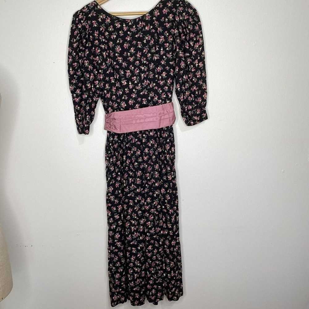 Vintage 80s Lanz Original Dress Dark Floral 6 Mad… - image 5