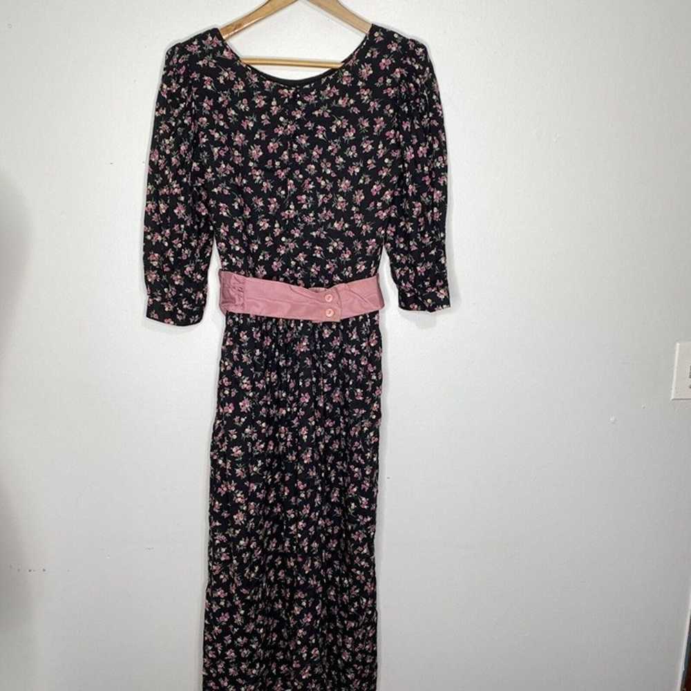 Vintage 80s Lanz Original Dress Dark Floral 6 Mad… - image 6