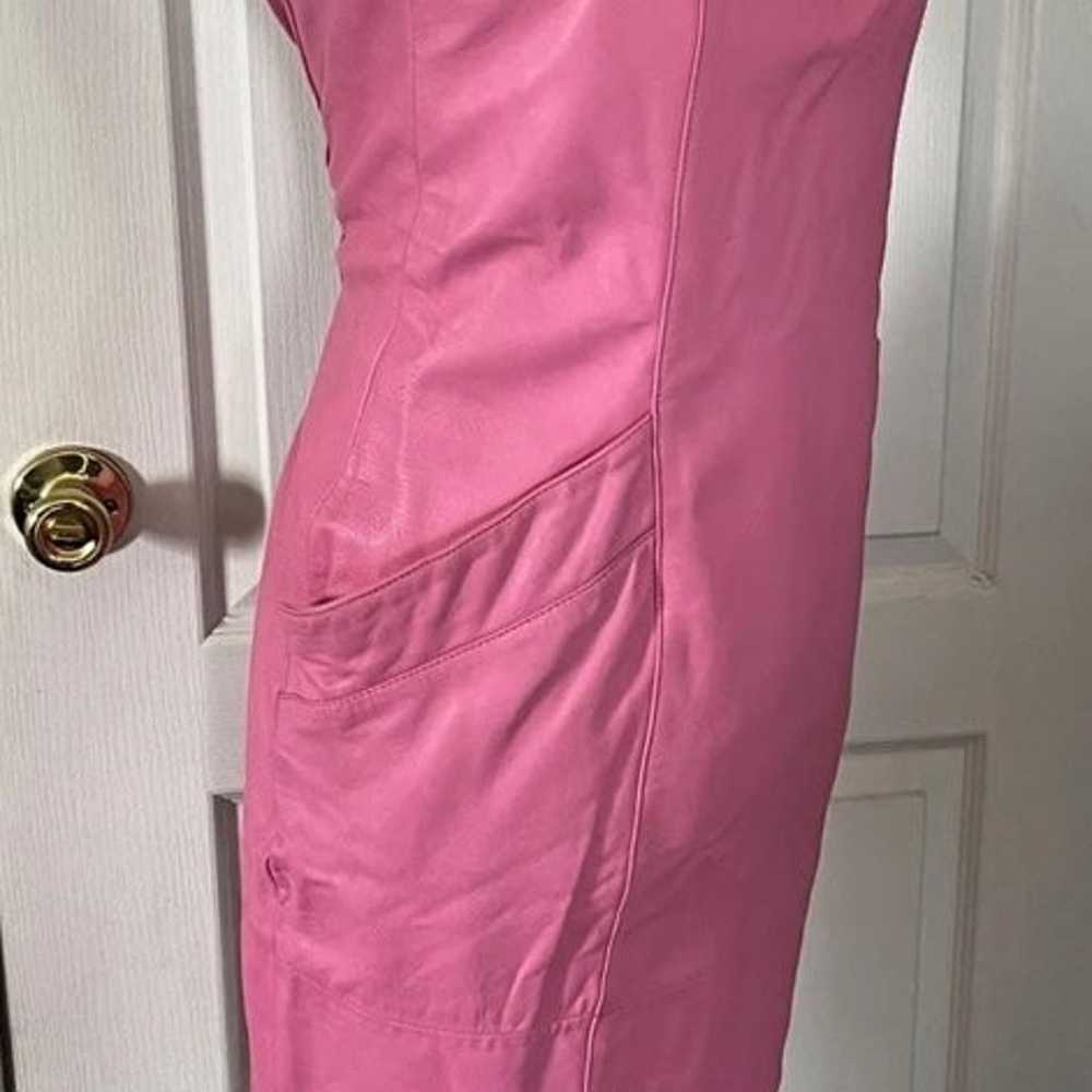 Vintage 80s Barbie pink leather dress genuine vin… - image 2