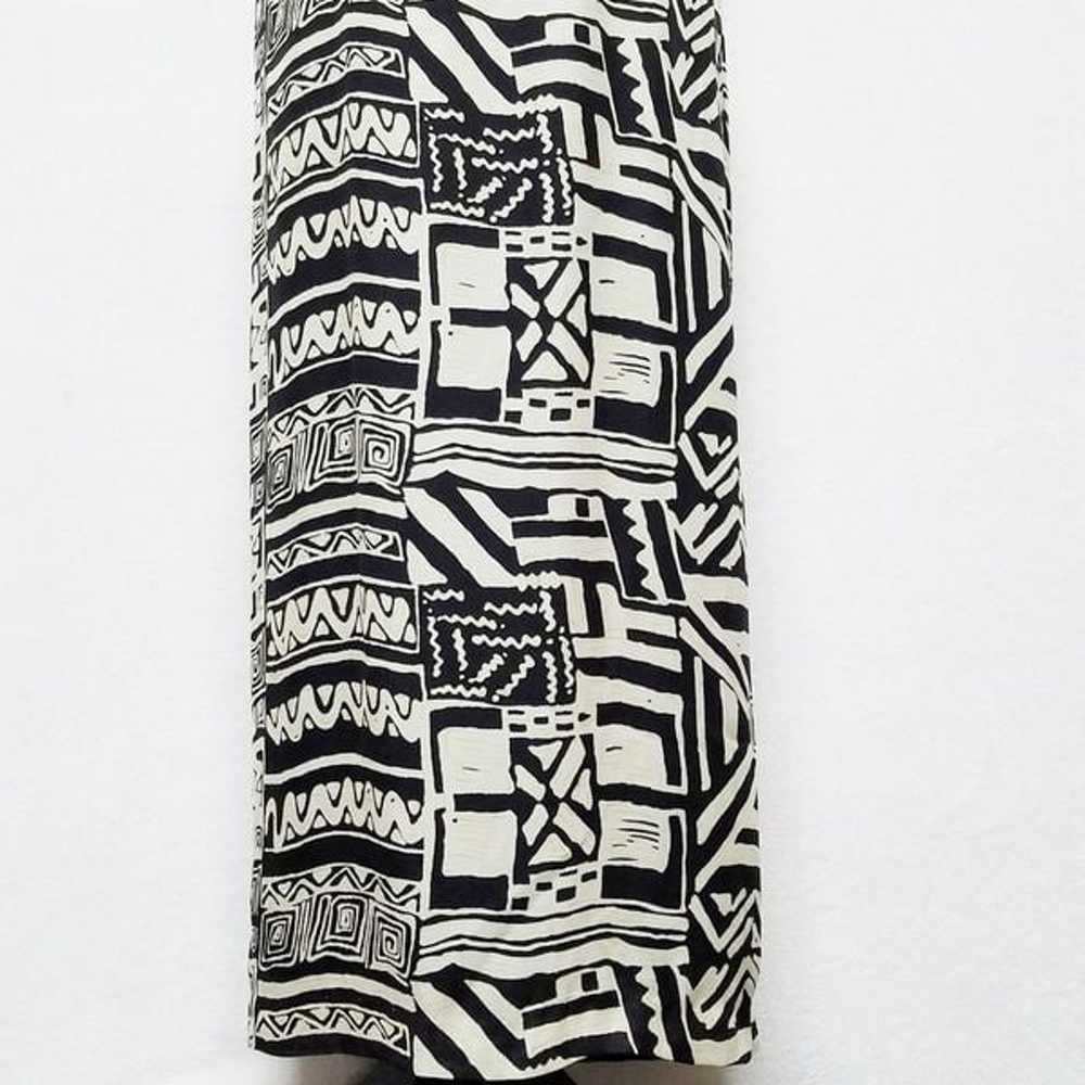 Vintage 80s Donna Morgan Silk Aztec Maxi Dress 6 - image 3