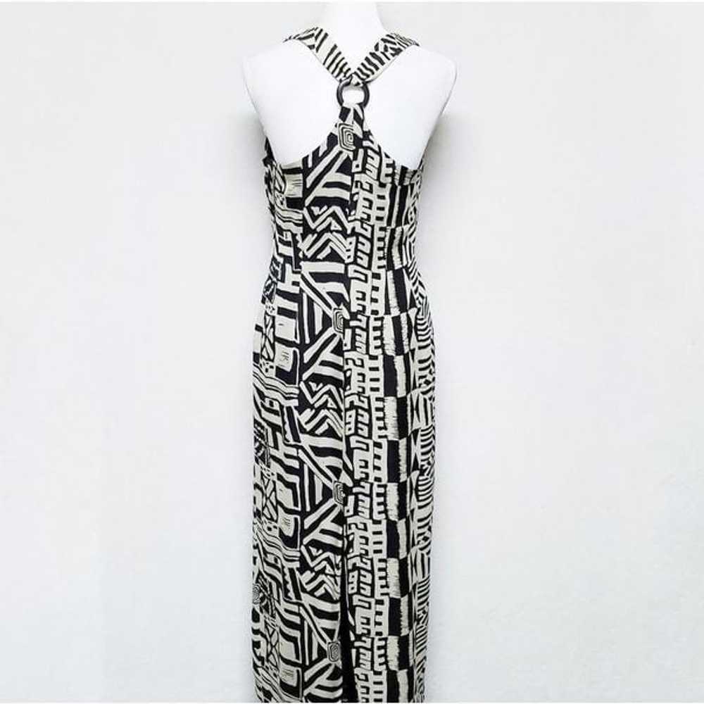 Vintage 80s Donna Morgan Silk Aztec Maxi Dress 6 - image 5