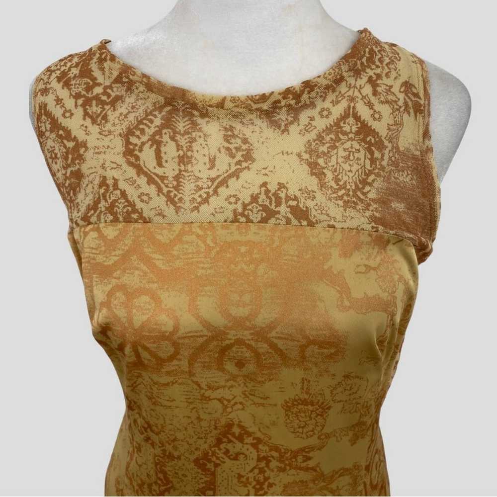 Vintage Y2K Helena Sorel Golden Floral Mesh Panel… - image 2