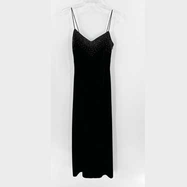 Vintage Dave & Johnny Black Velvet Embellished Ev… - image 1