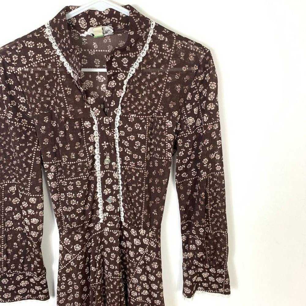 VTG Floral Button Prairie Shirt Dress S - image 2