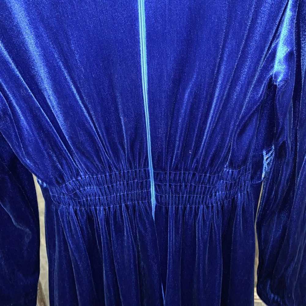 Small  Vintage 60s 70s royal blue velour hostess … - image 5