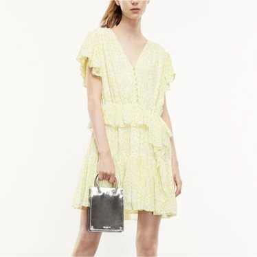 The Kooples Yellow Ditsy Floral Print V-Neck Shor… - image 1