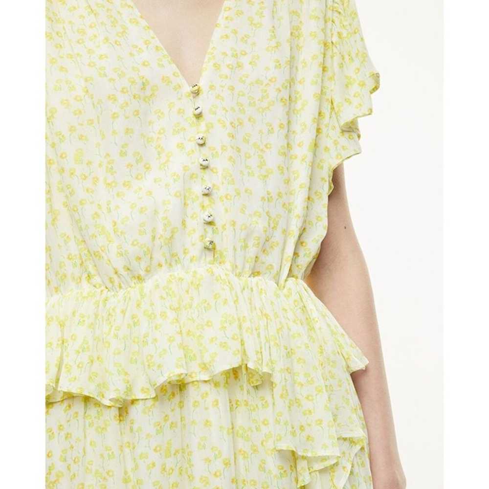 The Kooples Yellow Ditsy Floral Print V-Neck Shor… - image 3