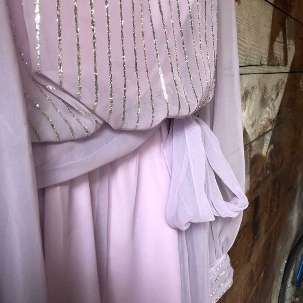 Vintage 70’s Lilac and Silver Maxi Gown - image 10