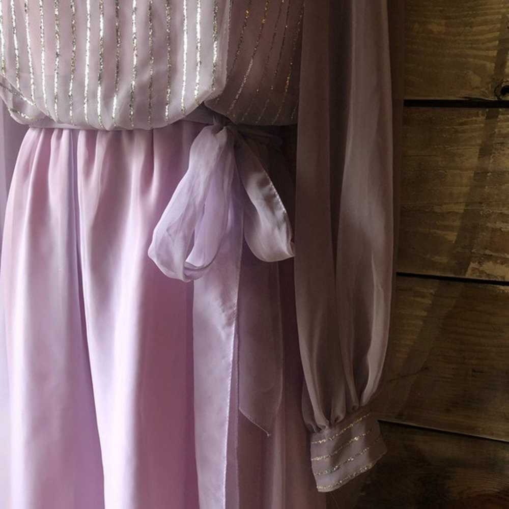 Vintage 70’s Lilac and Silver Maxi Gown - image 11