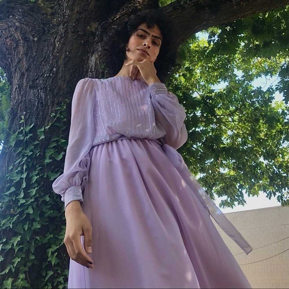 Vintage 70’s Lilac and Silver Maxi Gown - image 1