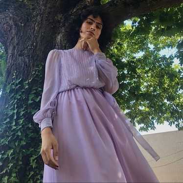 Vintage 70’s Lilac and Silver Maxi Gown - image 1