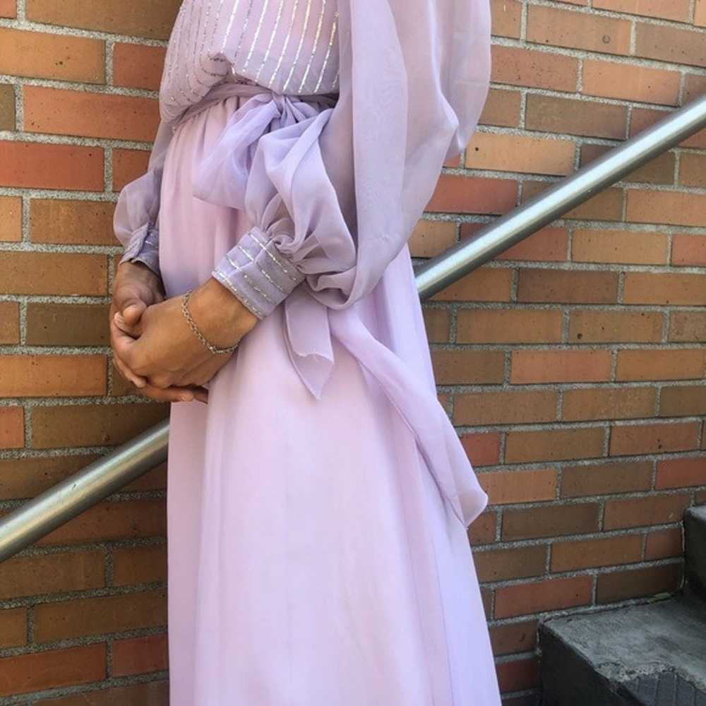 Vintage 70’s Lilac and Silver Maxi Gown - image 3