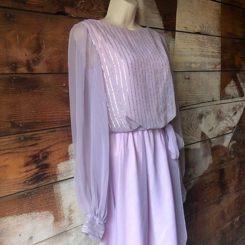 Vintage 70’s Lilac and Silver Maxi Gown - image 5