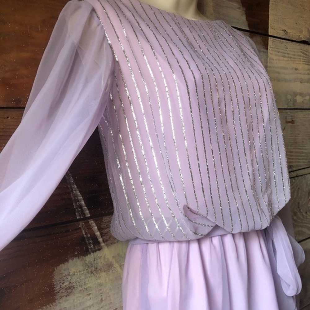 Vintage 70’s Lilac and Silver Maxi Gown - image 6