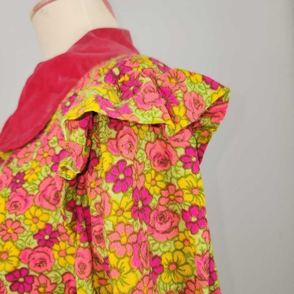 Vintage Hippie 60s 70s Bright Floral Short Button… - image 5