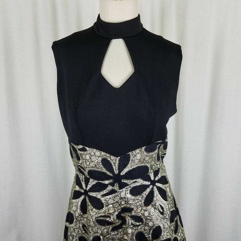 Vintage Black & Gold Metallic Maxi Floral ALine K… - image 2