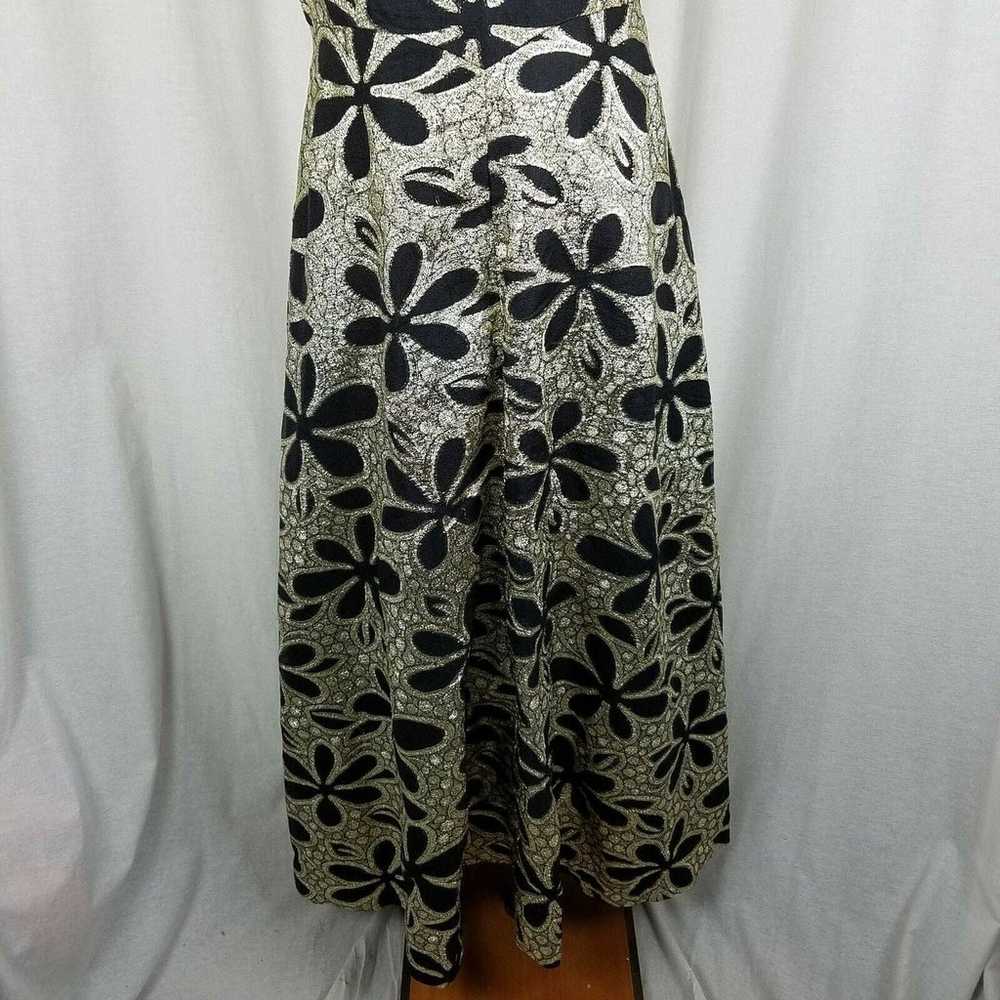 Vintage Black & Gold Metallic Maxi Floral ALine K… - image 3