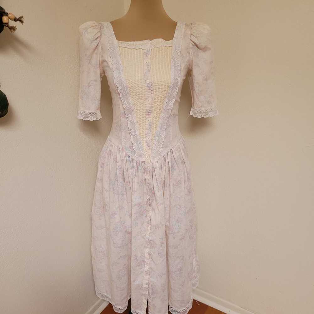 Vintage Gunne Sax by Jessica McClintock Pink flor… - image 1