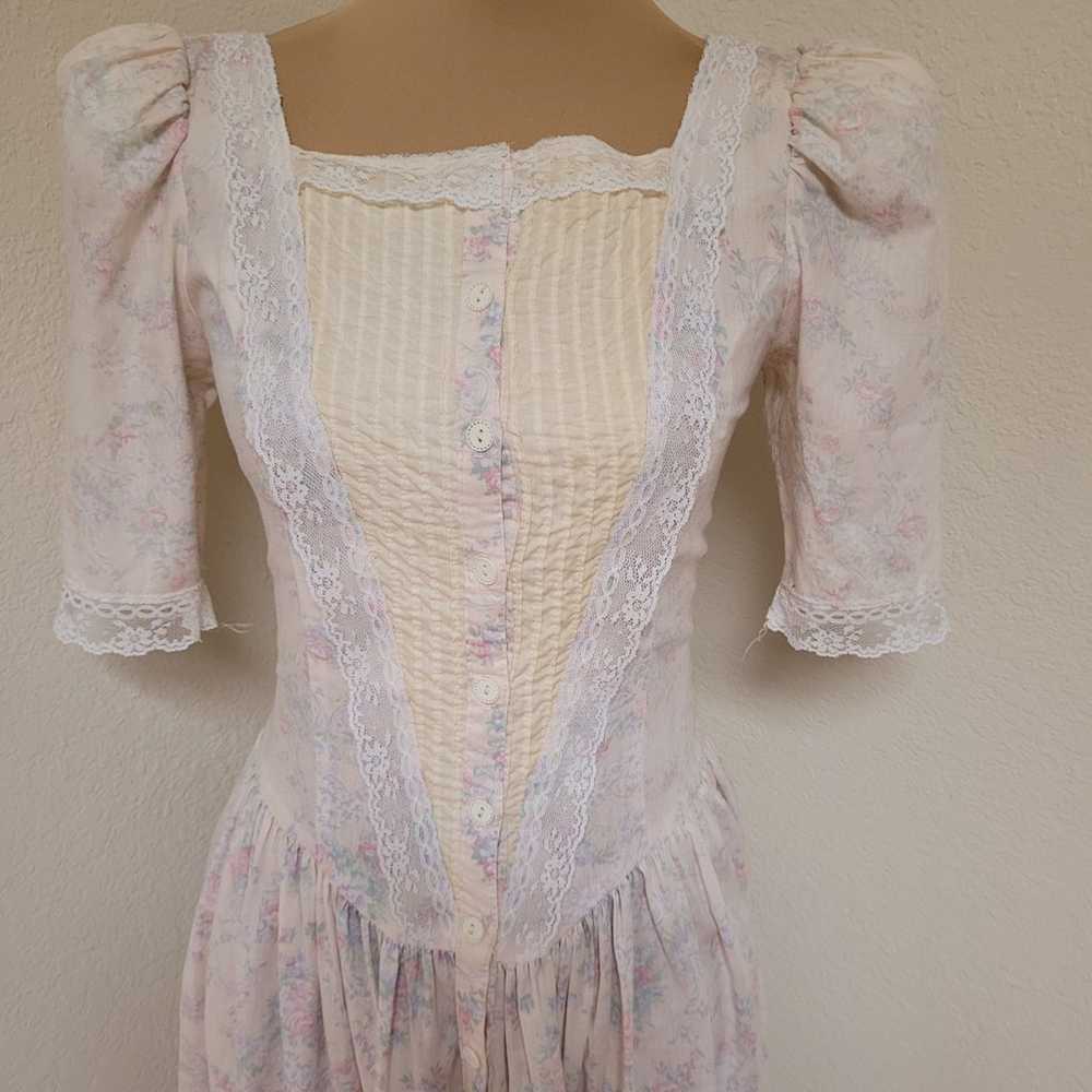 Vintage Gunne Sax by Jessica McClintock Pink flor… - image 3