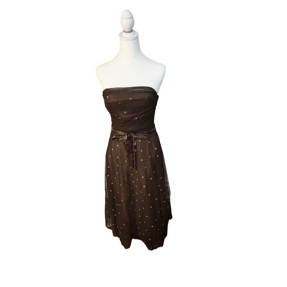 Y2K Brown Mesh Polka Dot Bustier Dress - image 2