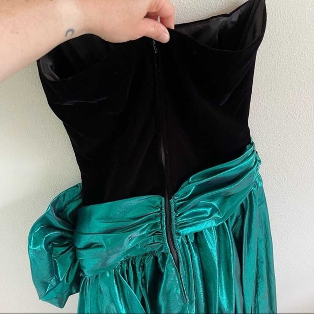 Vintage 80’s Green Metallic Party Prom Dress - image 5