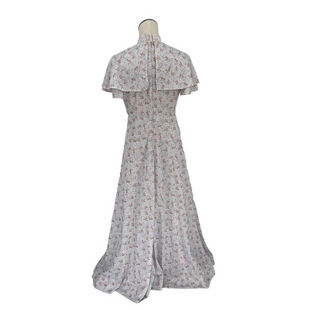 Vintage 1970's Floral Print Draped Cape Maxi Dres… - image 6