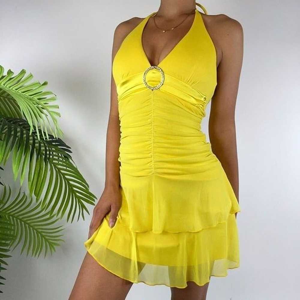 Vintage Y2K Taboo Yellow Fairycore Ruched 2000s H… - image 4