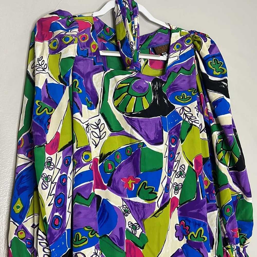 Vintage 80s long sleeve yeah tiered abstract art … - image 5