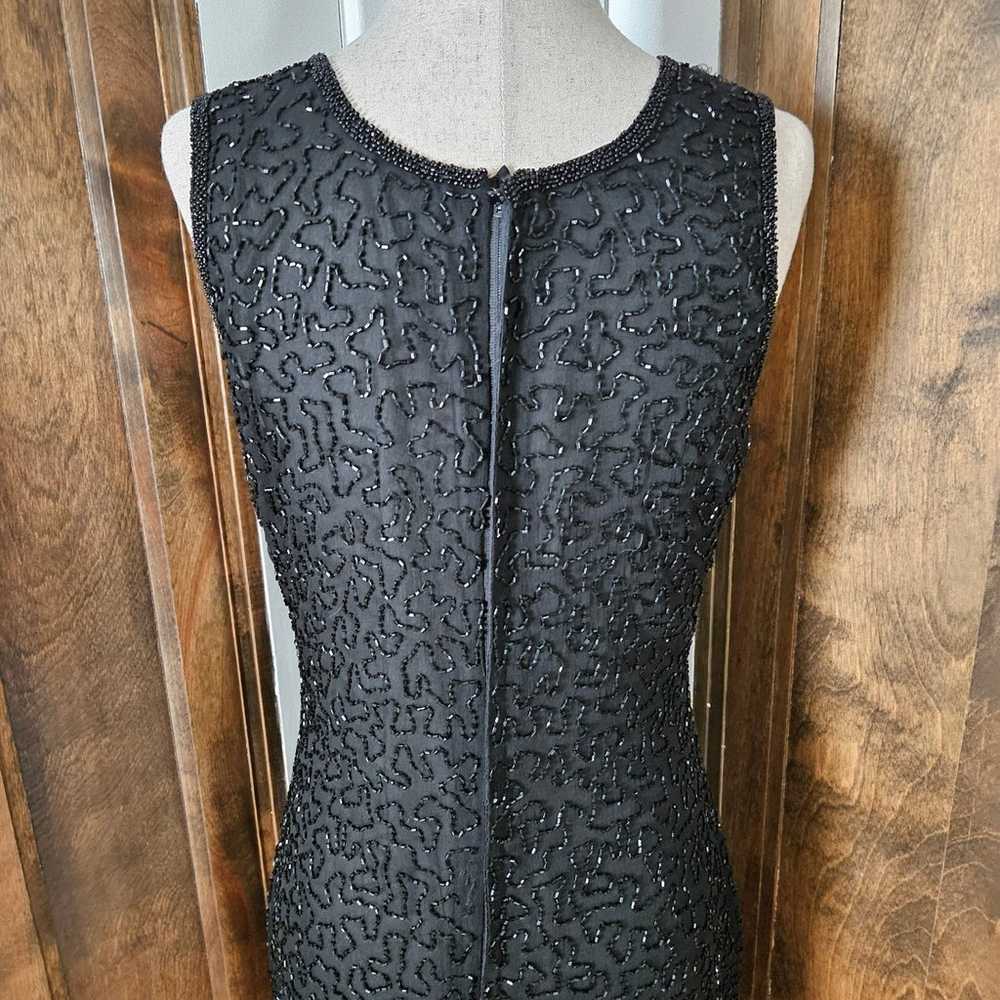 Vintage Black Sheer Overlay Beaded Sheer Silk Bla… - image 6