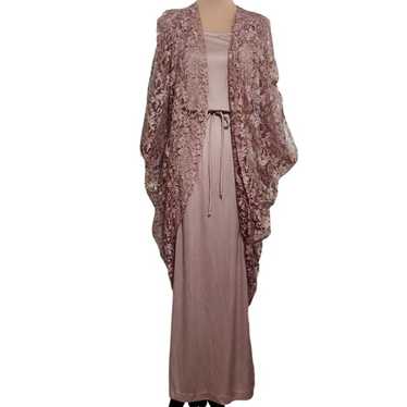 Vintage Womens Dress Cocoon Maxi Lace Overlay Kim… - image 1