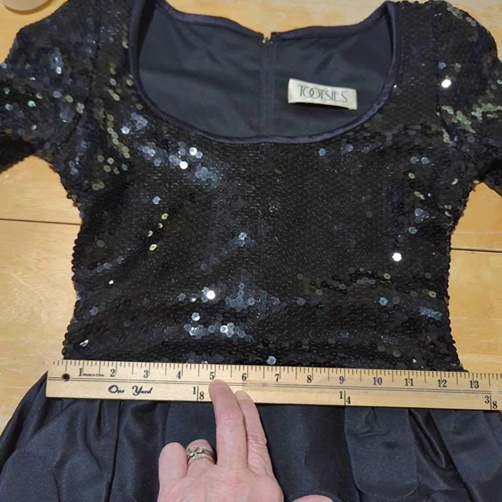 TOOTSIES Women's Black Vintage Dress Size S Sequi… - image 10