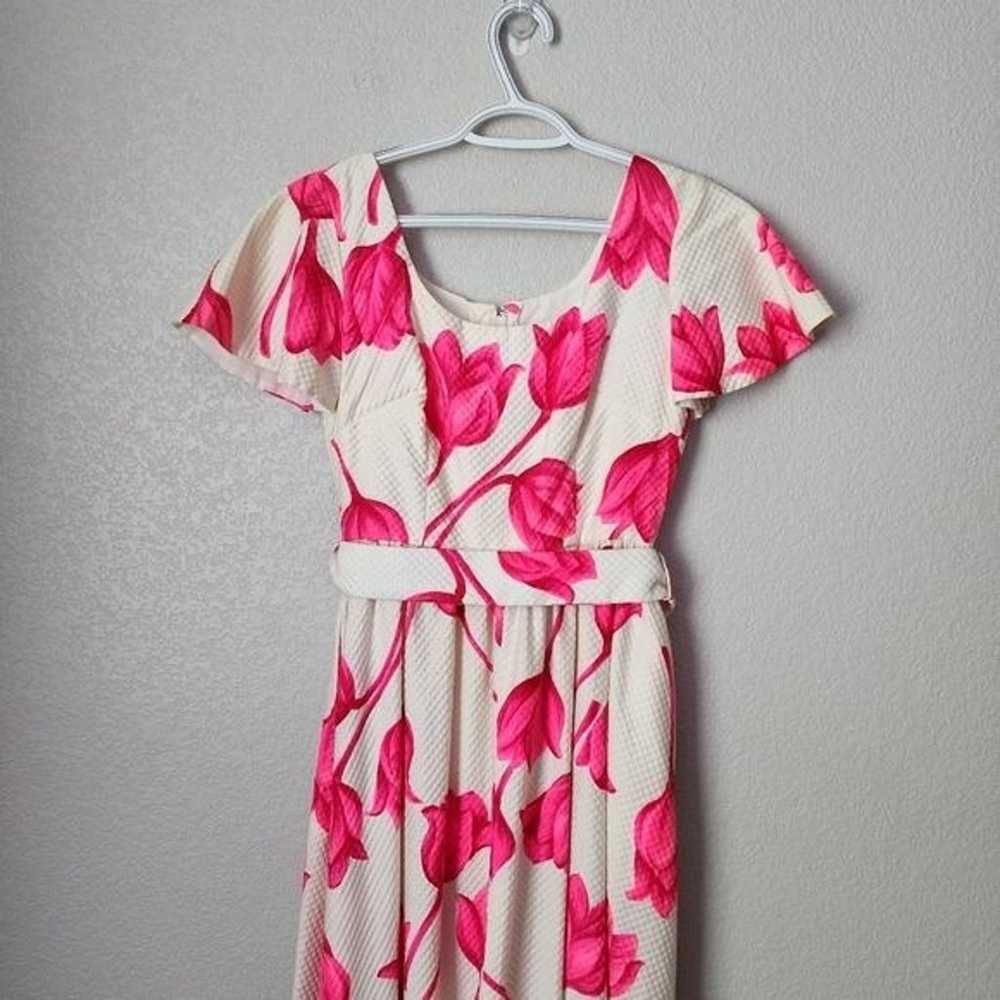 VINTAGE 70's Bright floral maxi dress tie waist c… - image 11