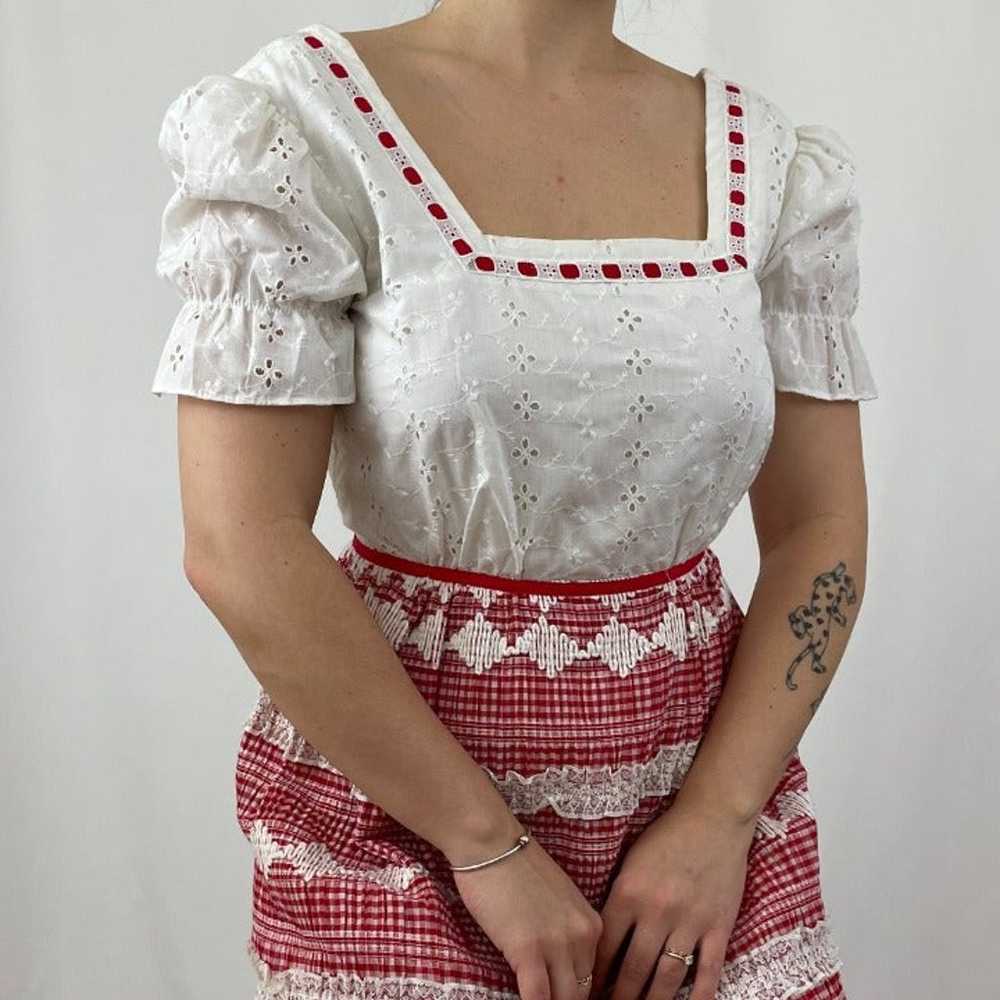 1970s Vintage Backless Prairie Gingham Dress - image 1