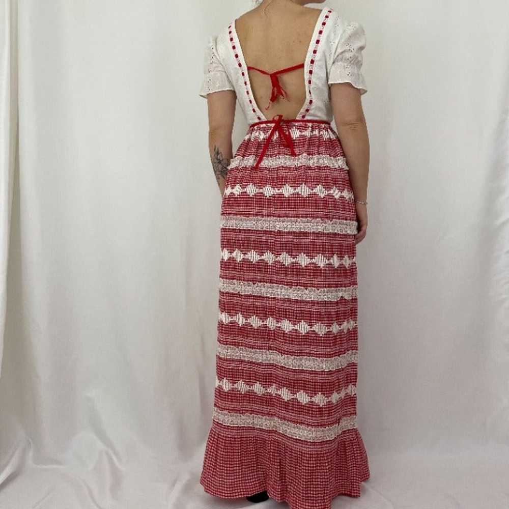 1970s Vintage Backless Prairie Gingham Dress - image 2